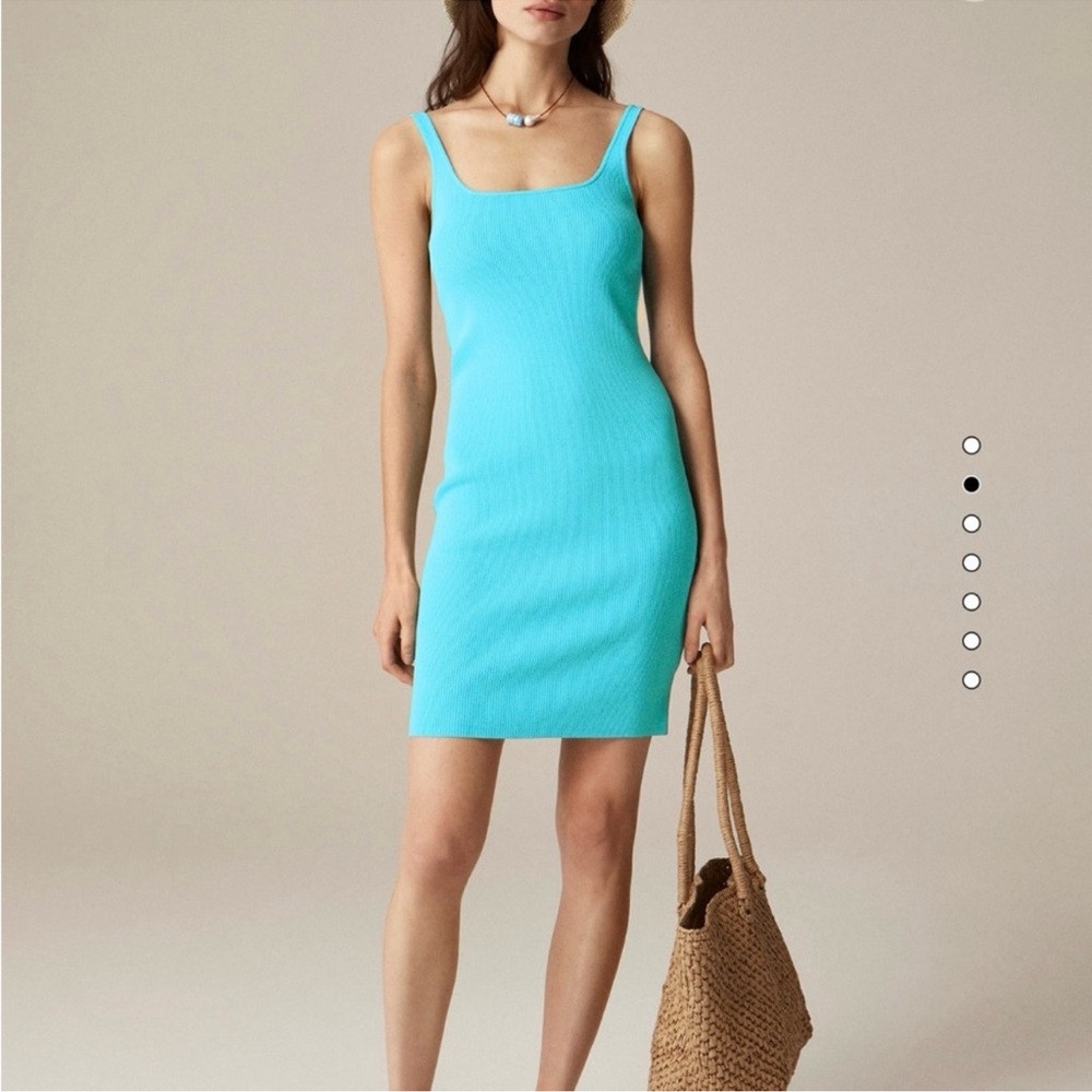 J. Crew Turquoise Ribbed Scoop Neck Mini Dress